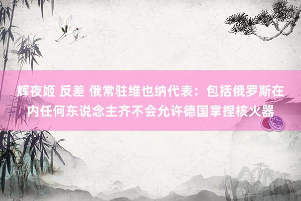 辉夜姬 反差 俄常驻维也纳代表：包括俄罗斯在内任何东说念主齐不会允许德国掌捏核火器