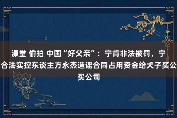 澡堂 偷拍 中国“好父亲”：宁肯非法被罚，宁波合法实控东谈主方永杰造谣合同占用资金给犬子买公司